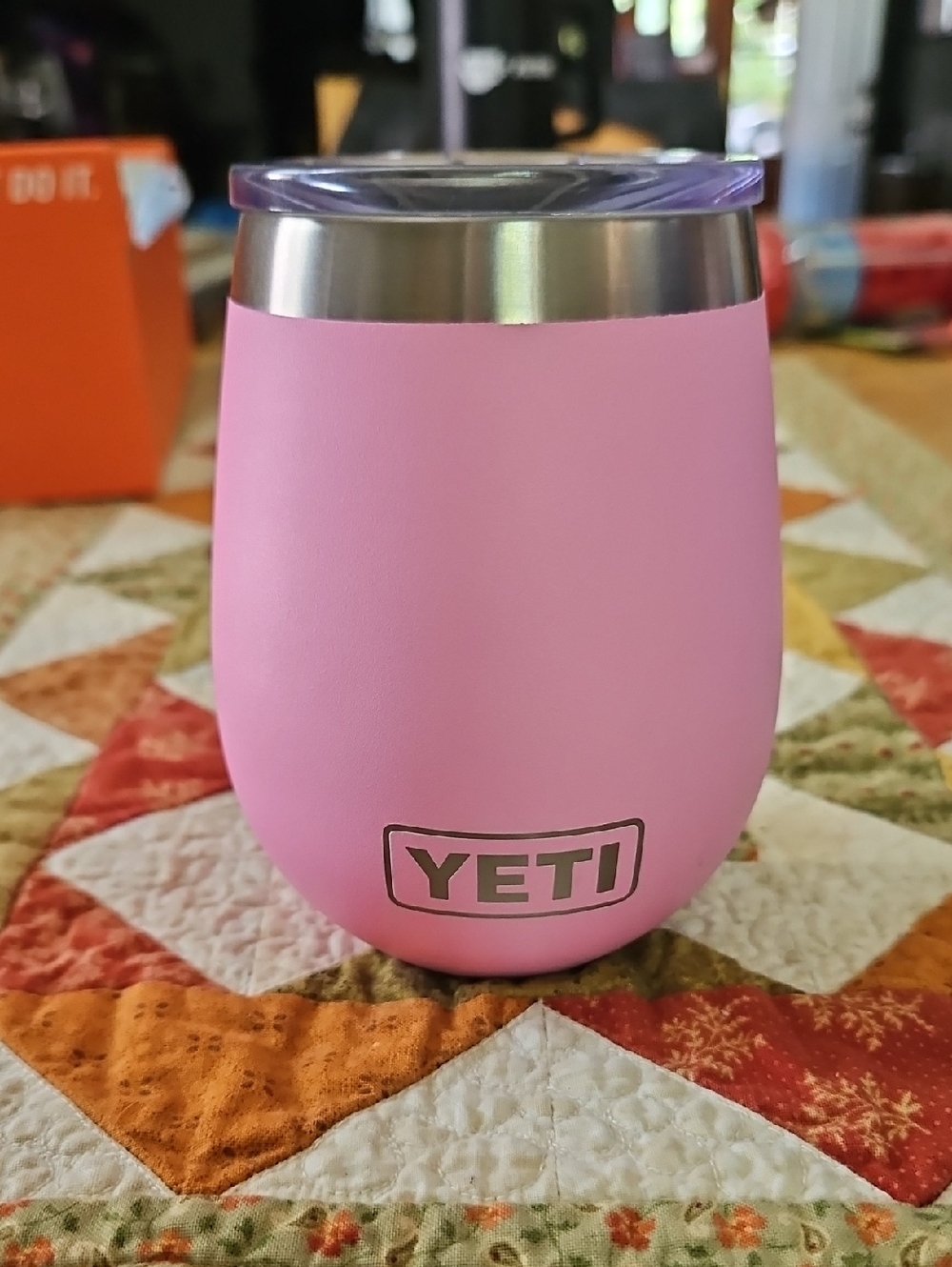 Yeti Pink Stainless Wine Tumbler with Clear Lid